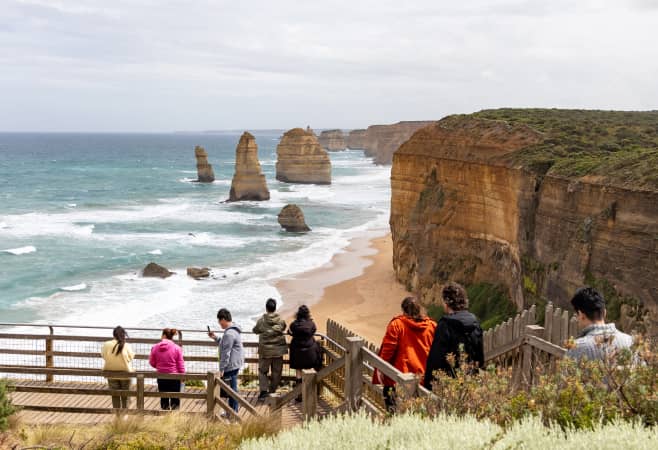 Coastal views of the 12 Apostles along the Great Ocean Road in Victoria