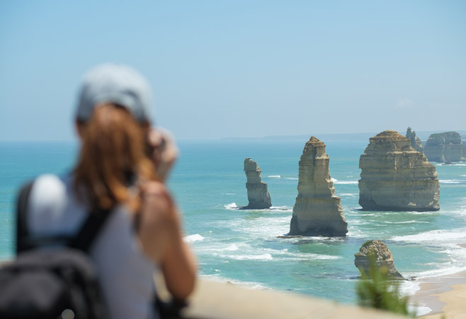 Twelve Apostles limestone stacks along the Great Ocean Road in Victoria