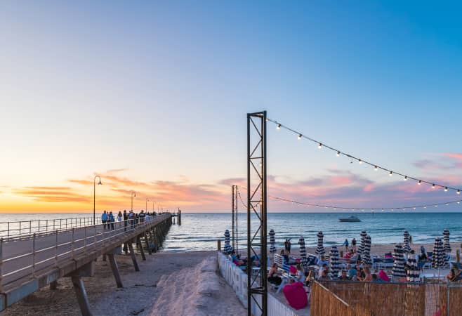 Oceanfront sunset dining experience at a restaurant in Perth